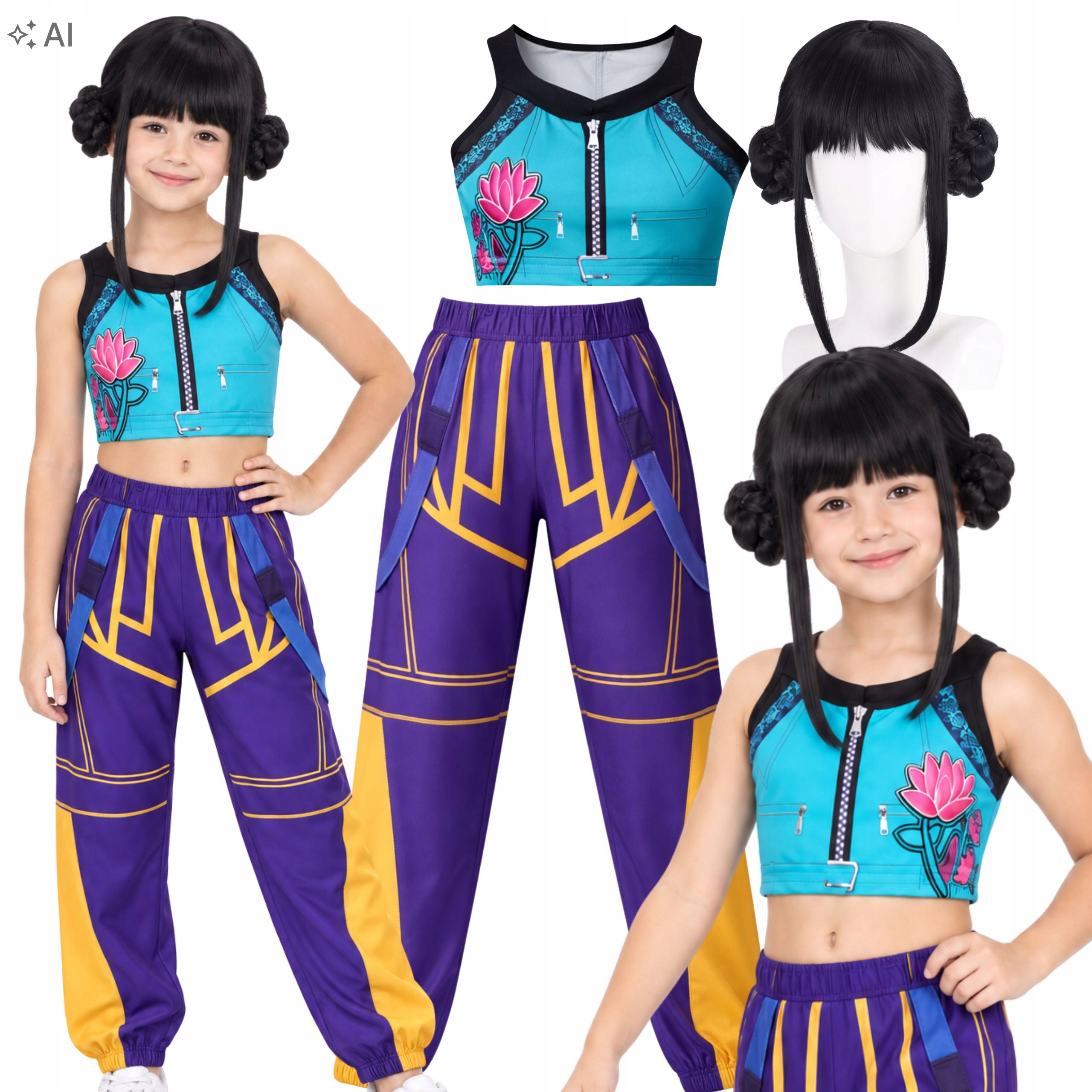Strój Zoey Kpop Kostium Wojowniczki Łowczynie Potworów Peruka Bal 152 158
