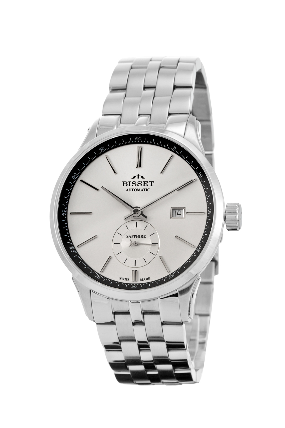 Švýcarské nové Pánské hodinky Bisset BIS162 na náramku Gravírování