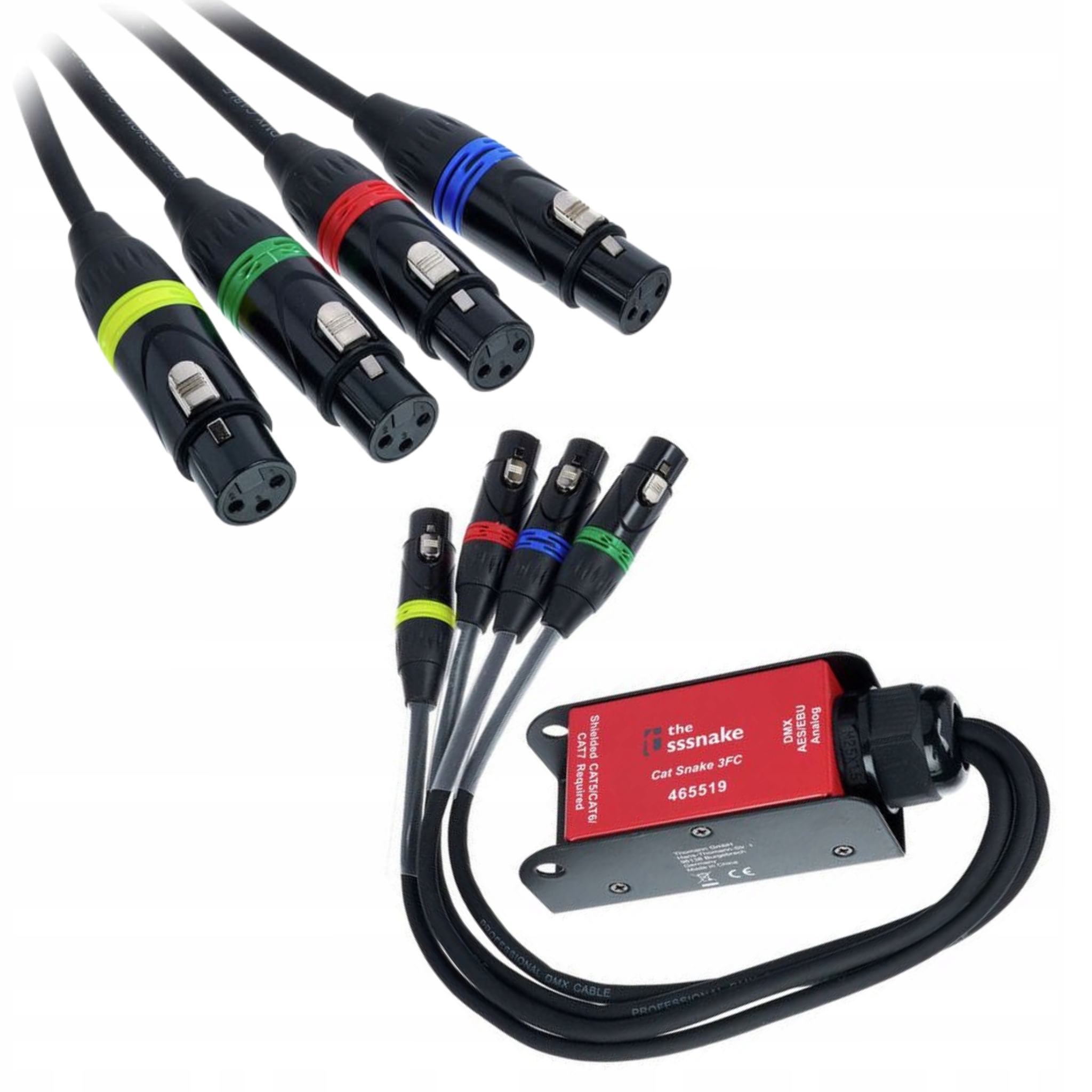 Pasivní stagebox RJ45 na 4x Xlr samice the sssnake Cat Snake 3FC