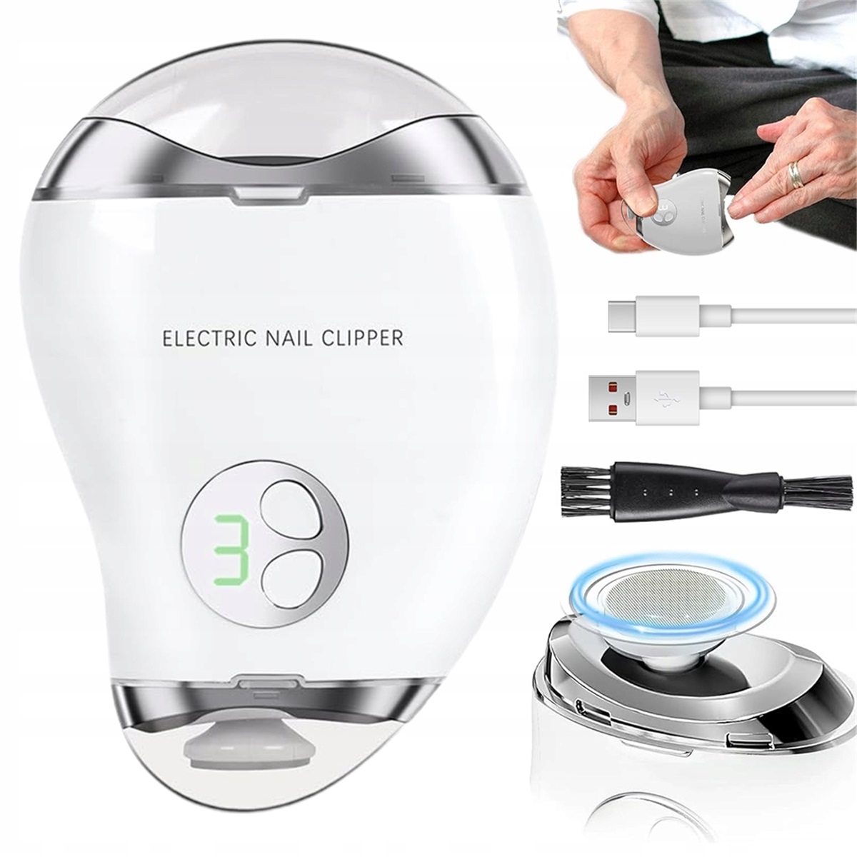 Tichá bruska na nehty 45 dB se 3 rychlostmi a Usb Led displejem