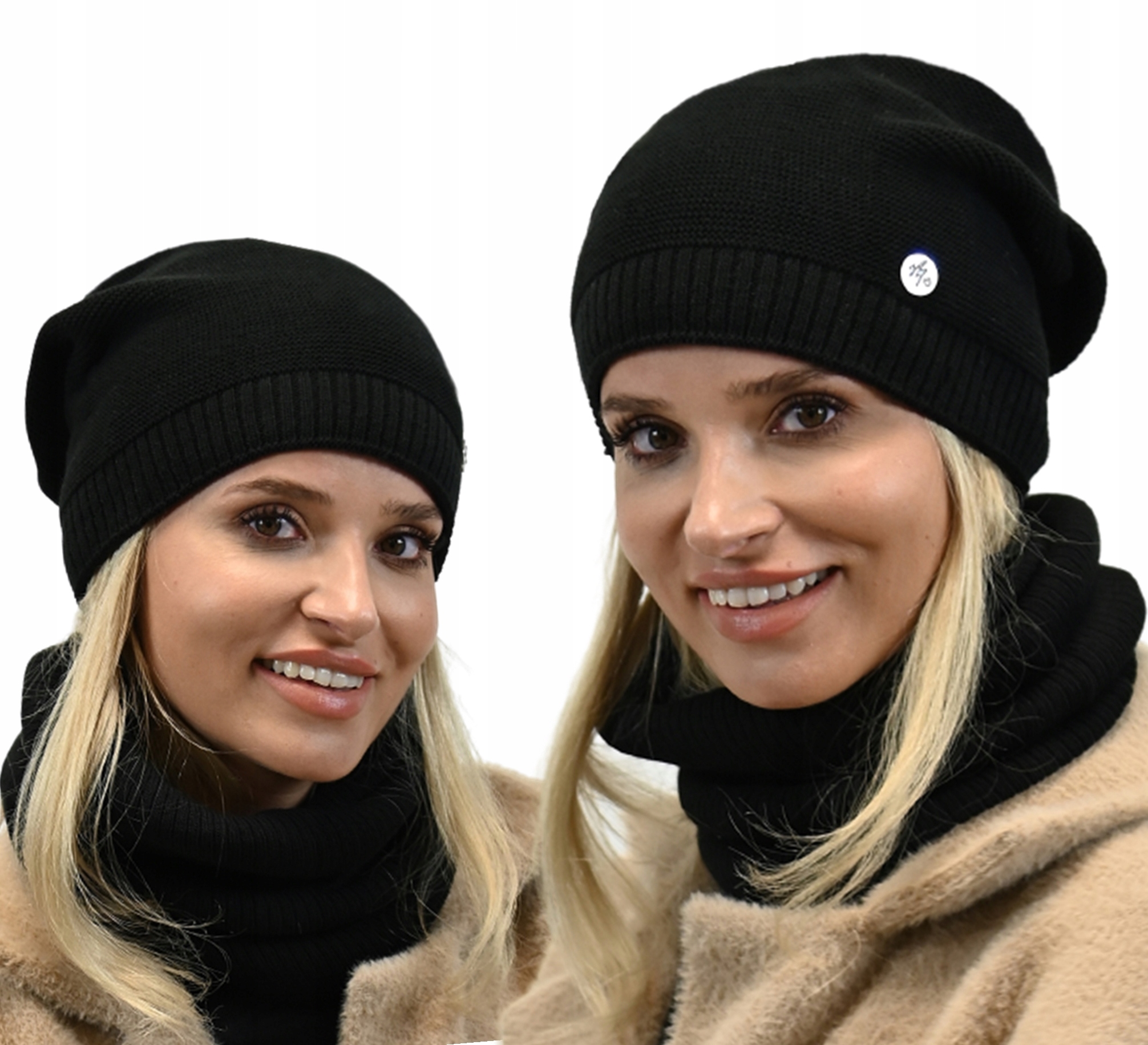 

Czarny Polski Komplet Czapka Beanie plus Komin B1