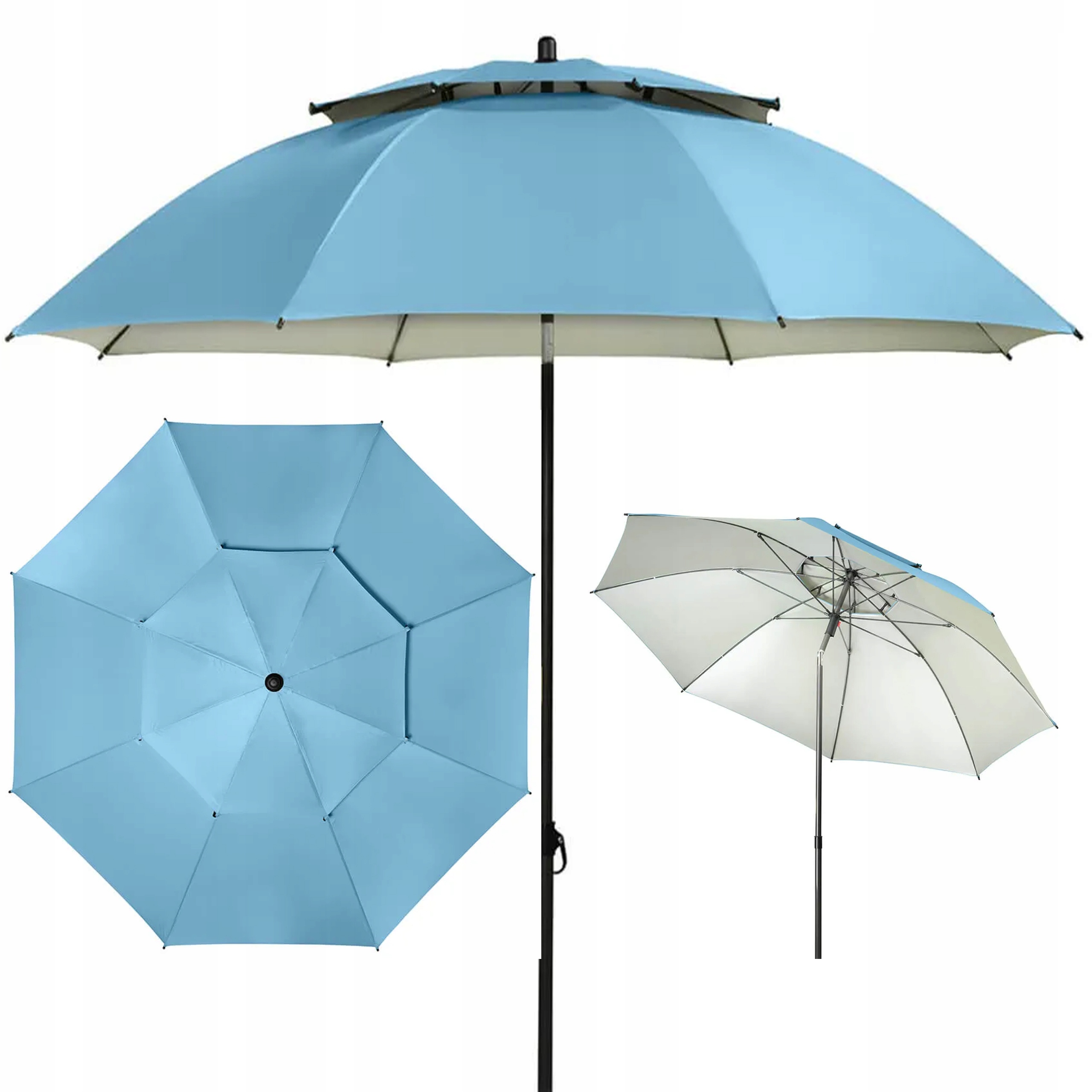 Parasol Ogrodowy Składany Doppler Windprofi 200cm Łamany Niebieski