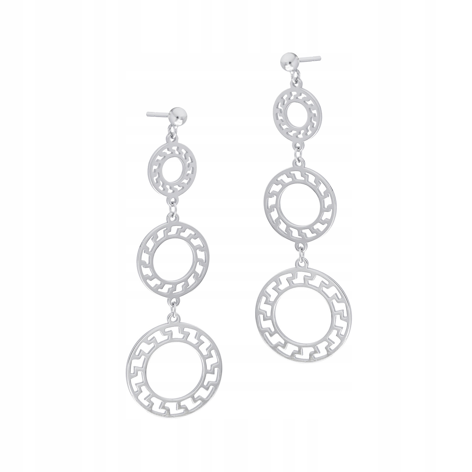 Stříbrné 925 závěsné náušnice s trojitými kolečky