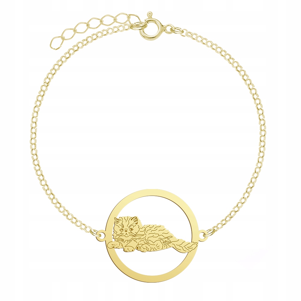 Zlatý náramek s perskou kočkou 925 Řetízek Šperky Žena Gravírování