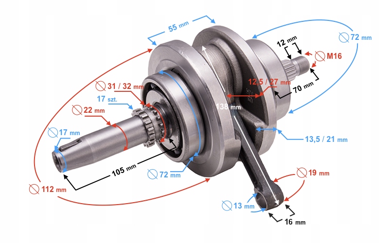 Klikový Hřídel Hyper 125 Martinelli