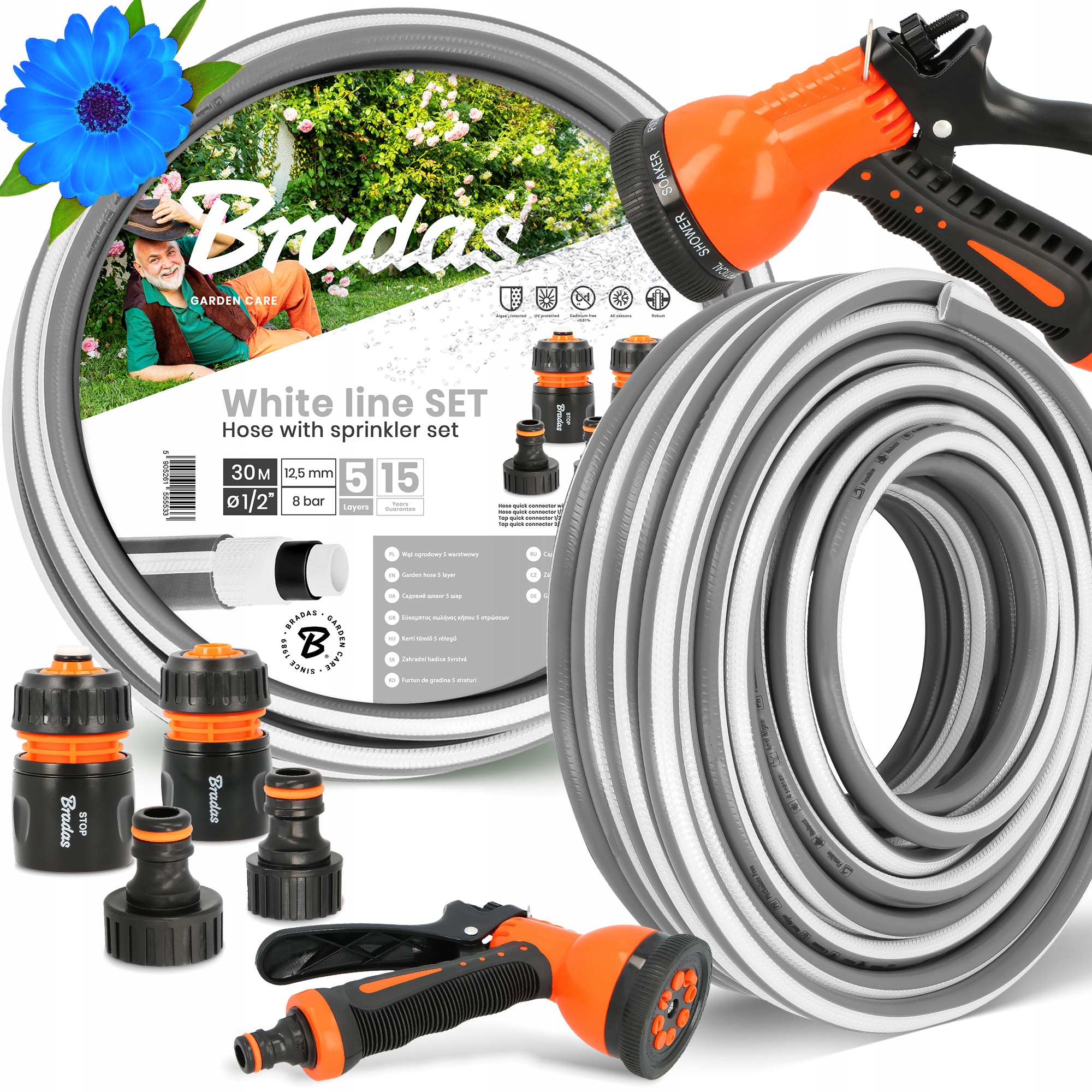 Záhradná Hadica 1/2 Vody Zvinovací zavlažovací systém 30 m Šlauf 5-VRSTVOVÝ Zbroj Yo-p