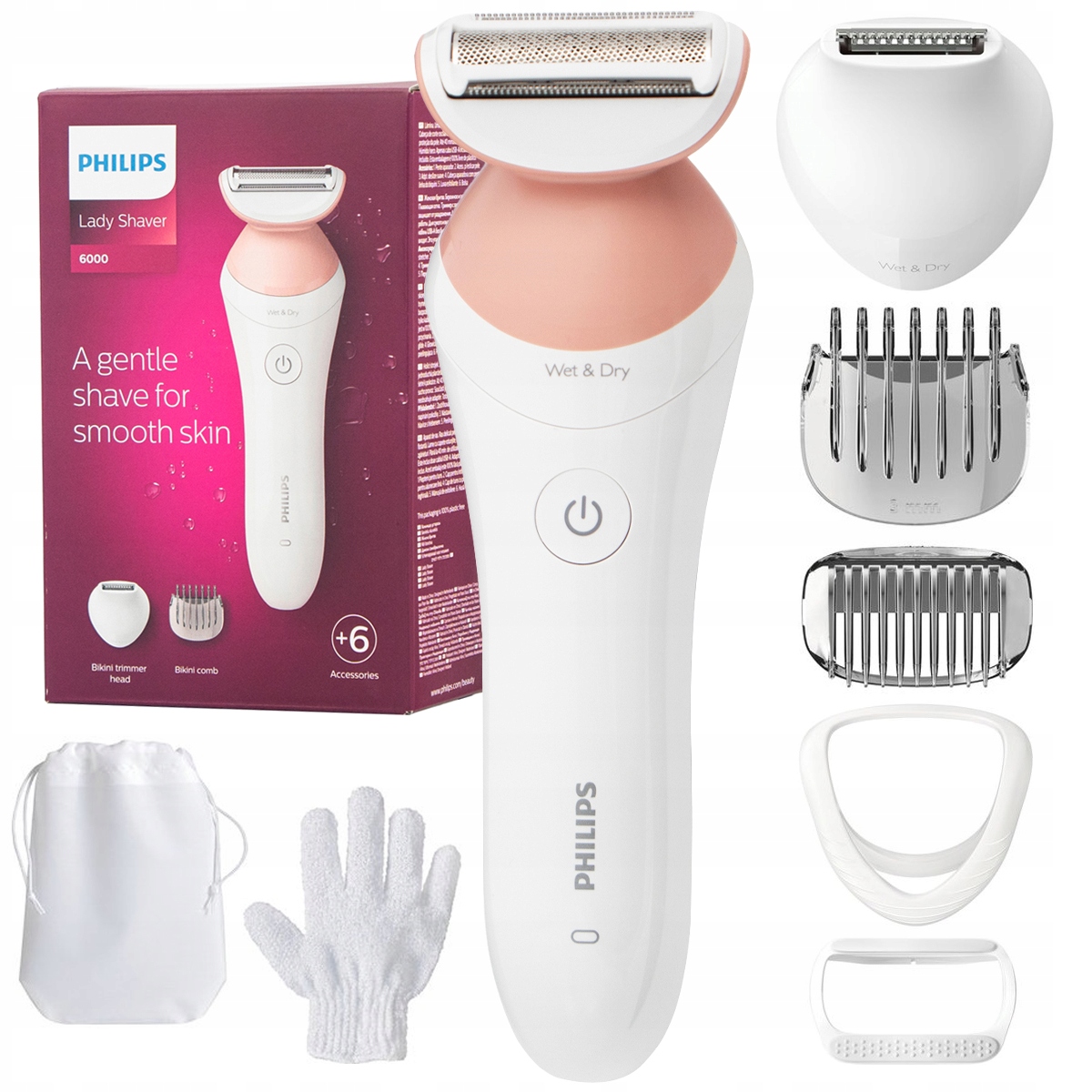 Golarka dla kobiet Philips 6000 BRL146/00 mokro i sucho 7 akcesoriów etui