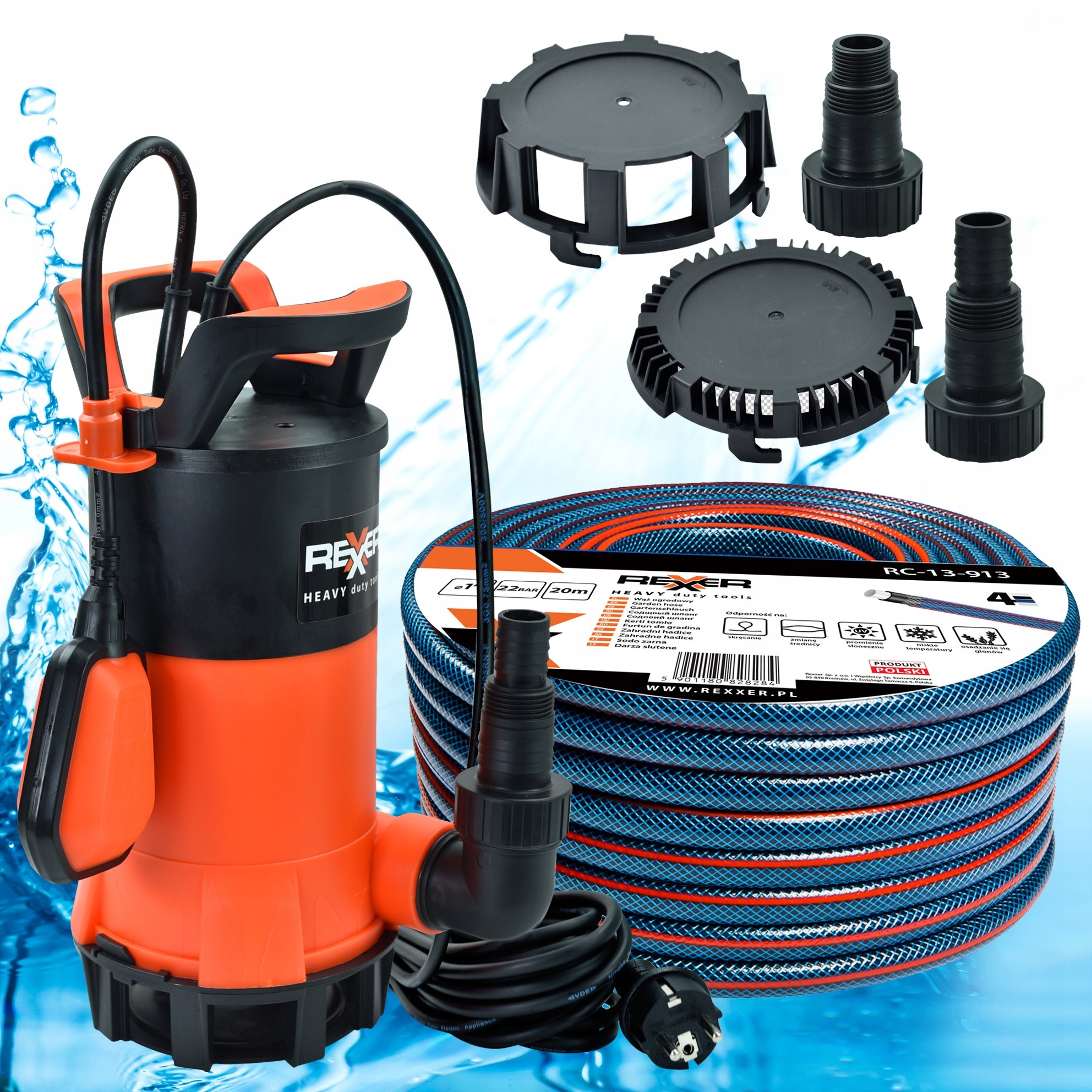 Ponorné Čerpadlo Pro Čistou Špinavou Vodu 900 W 17000 l/h Hadice 1 palec 20 m