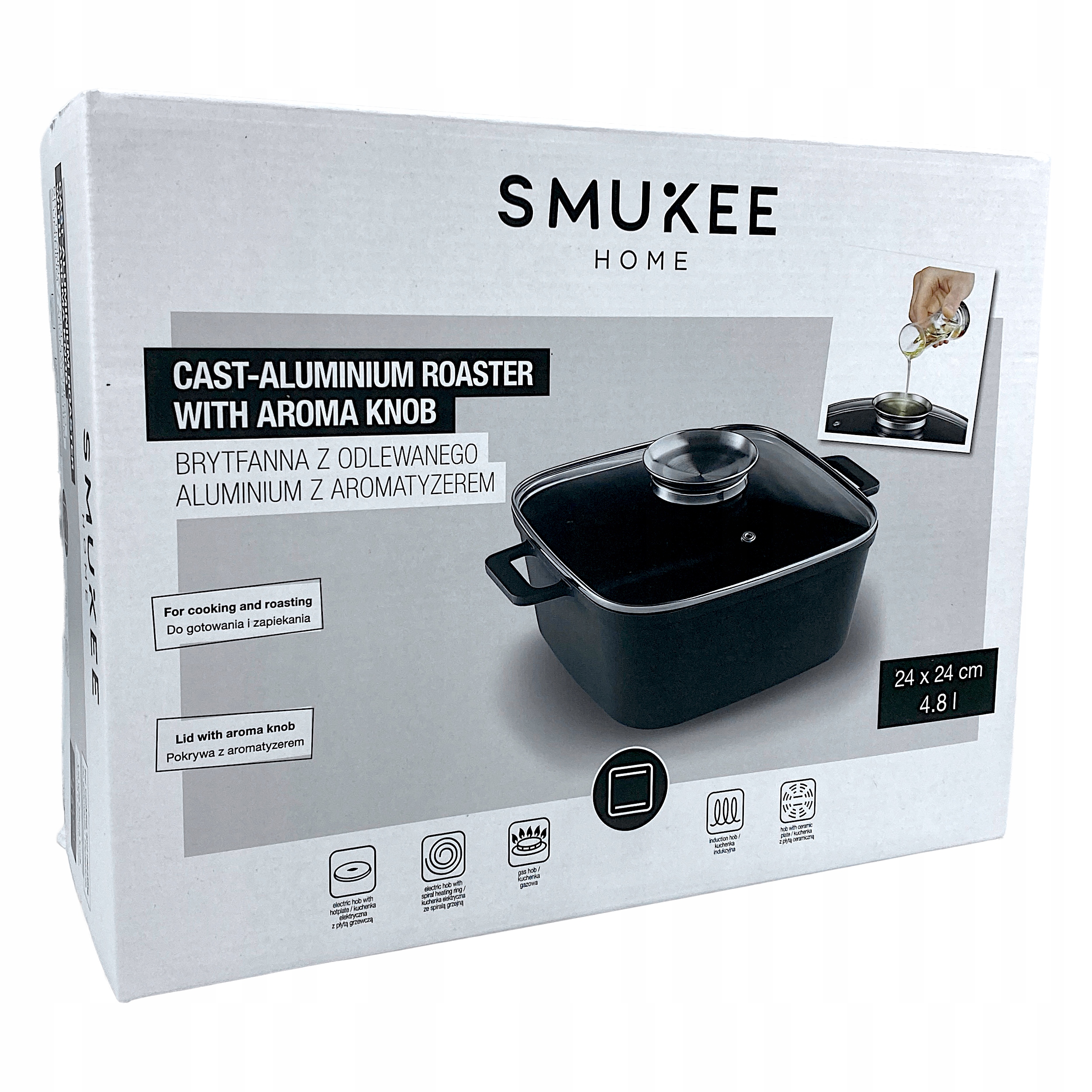 Smukee Zapékací Mísa z litého hliníku 4,8 l s víkem a aromatizérem 502