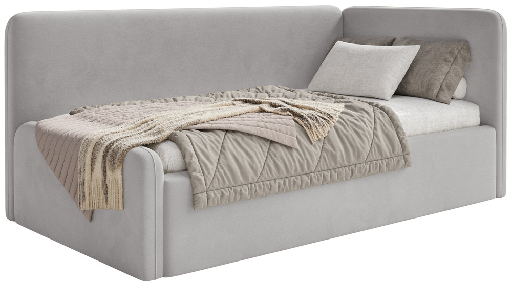 Postel pro mláděž 90x200 cm Fanklo světle šedá sametová pravá