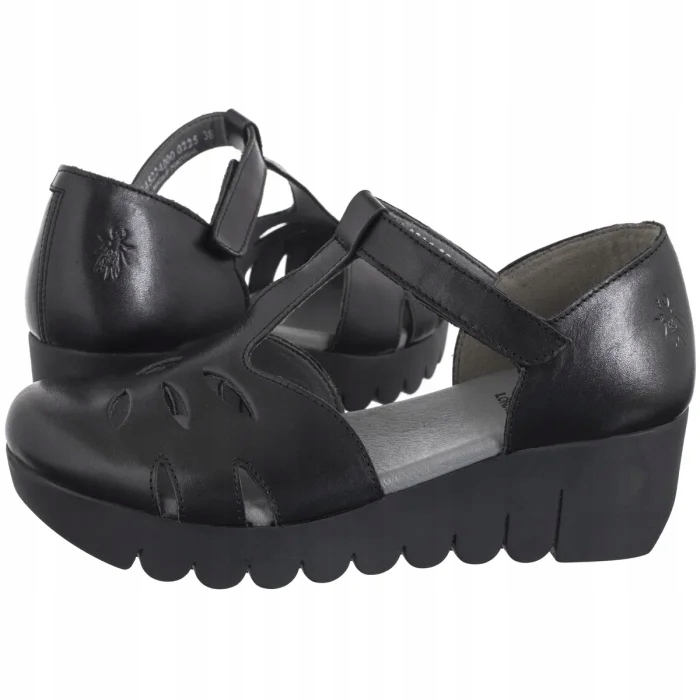 Polobotky na klínku Dámské Fly London Velt Burn Black Černé