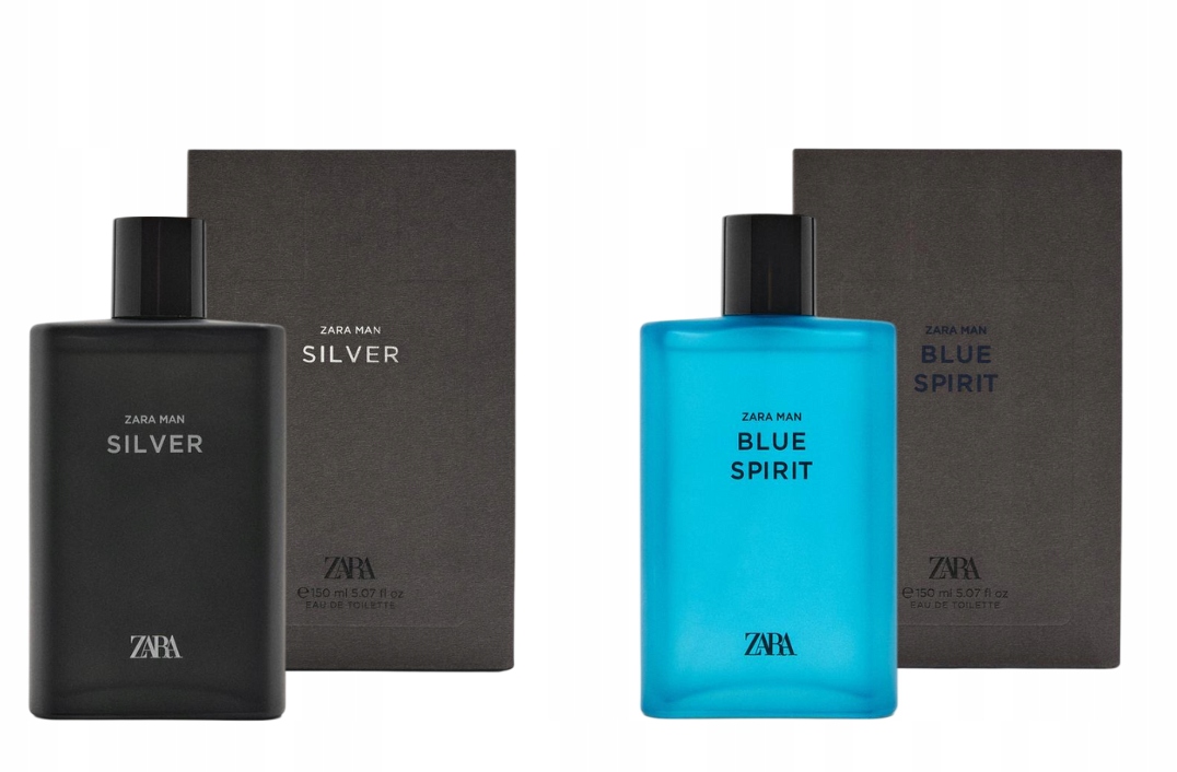 300 ml Zara Blue Spirit Silver 2x150ml Edt duże pojemności Perfumy Męskie