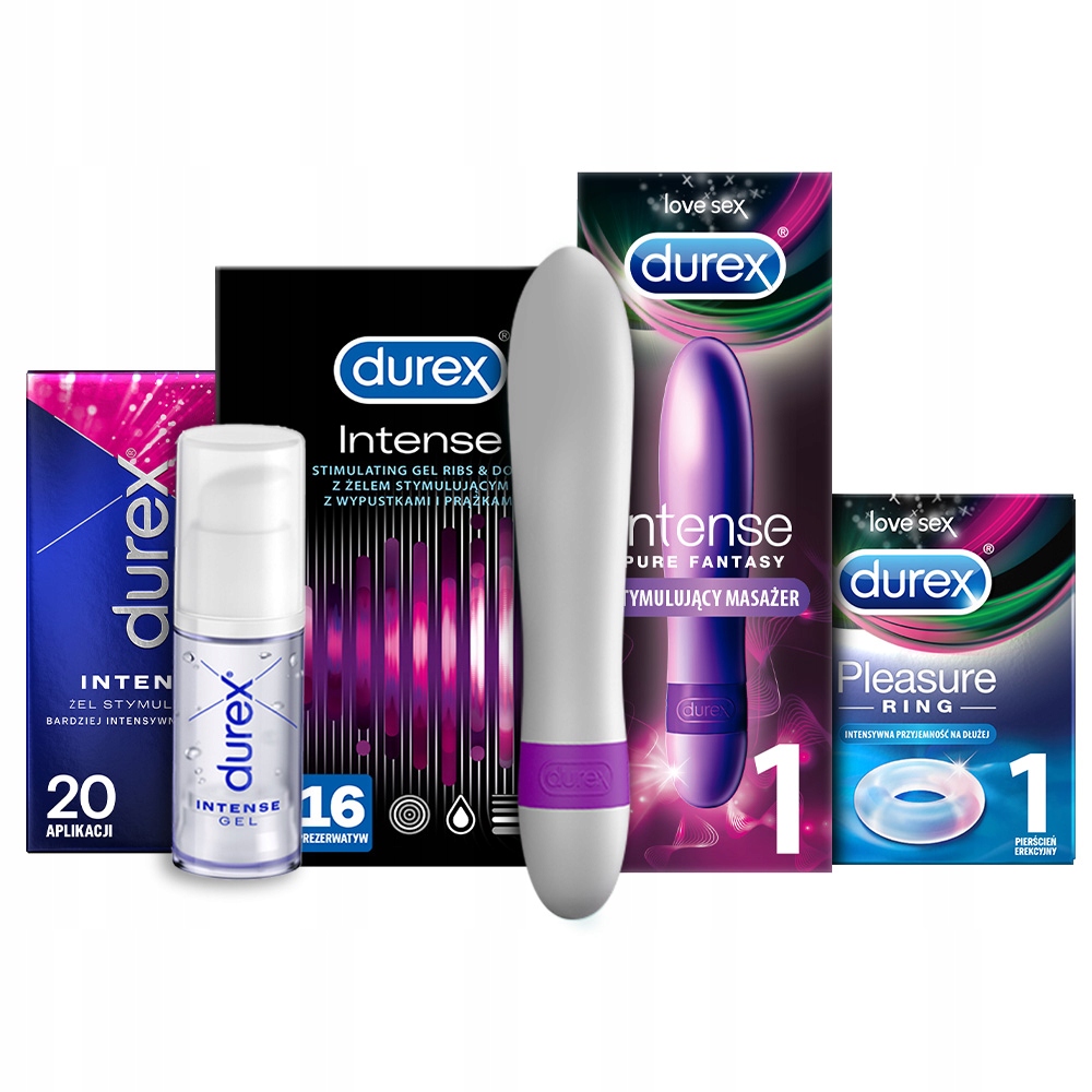 

Durex prezerwatywy żel wibrator pierścień Zestaw