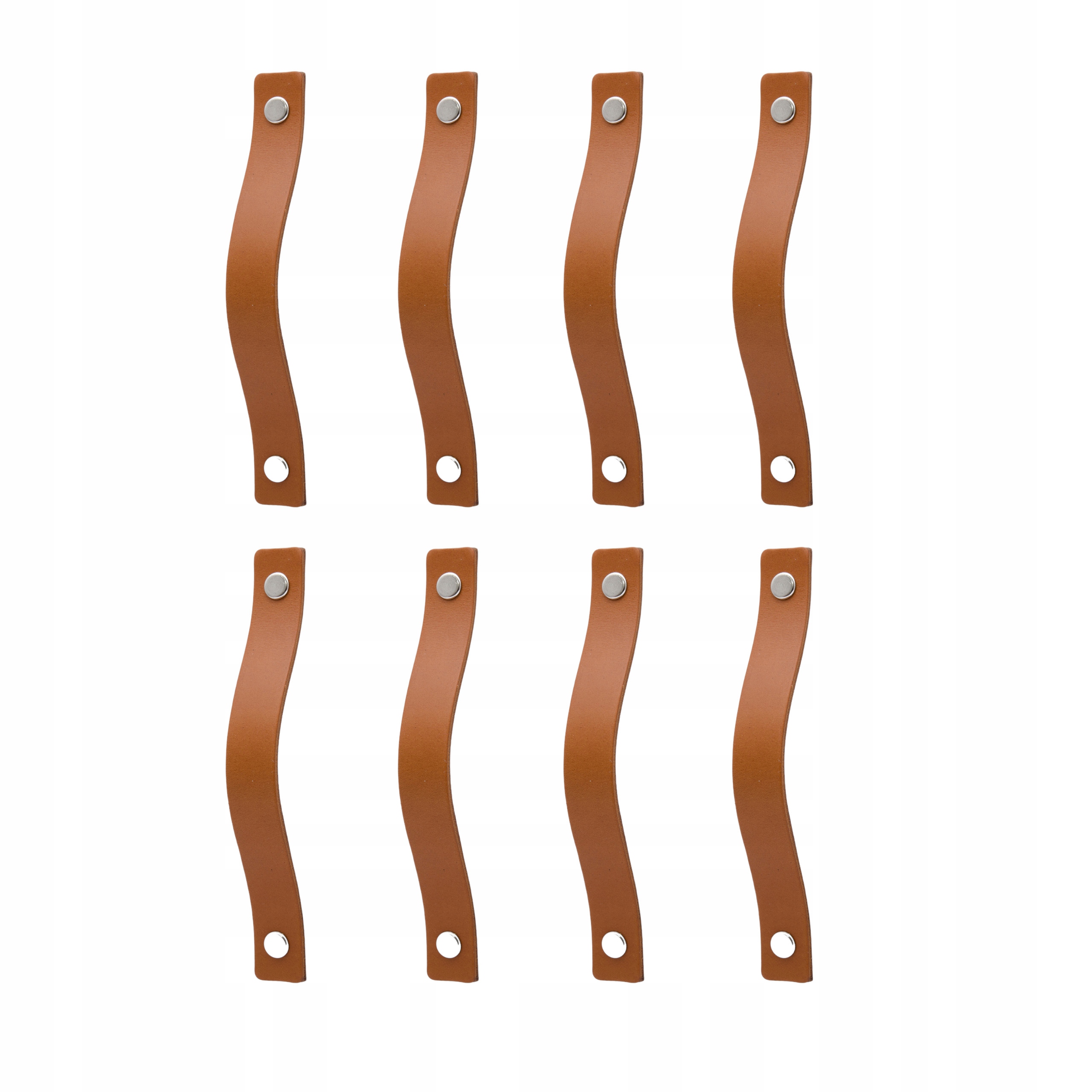 Set 8 x kožená nábytková úchytka Coloriso Koňaková 128 mm Šrouby