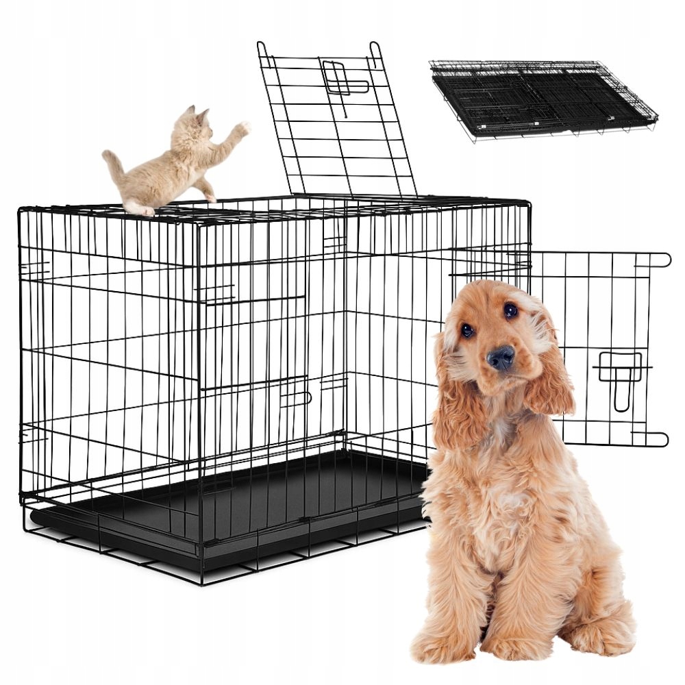 Levně Kennelová Klec skládací kovová pro zvířata psa kočku 85x60x70 cm XL