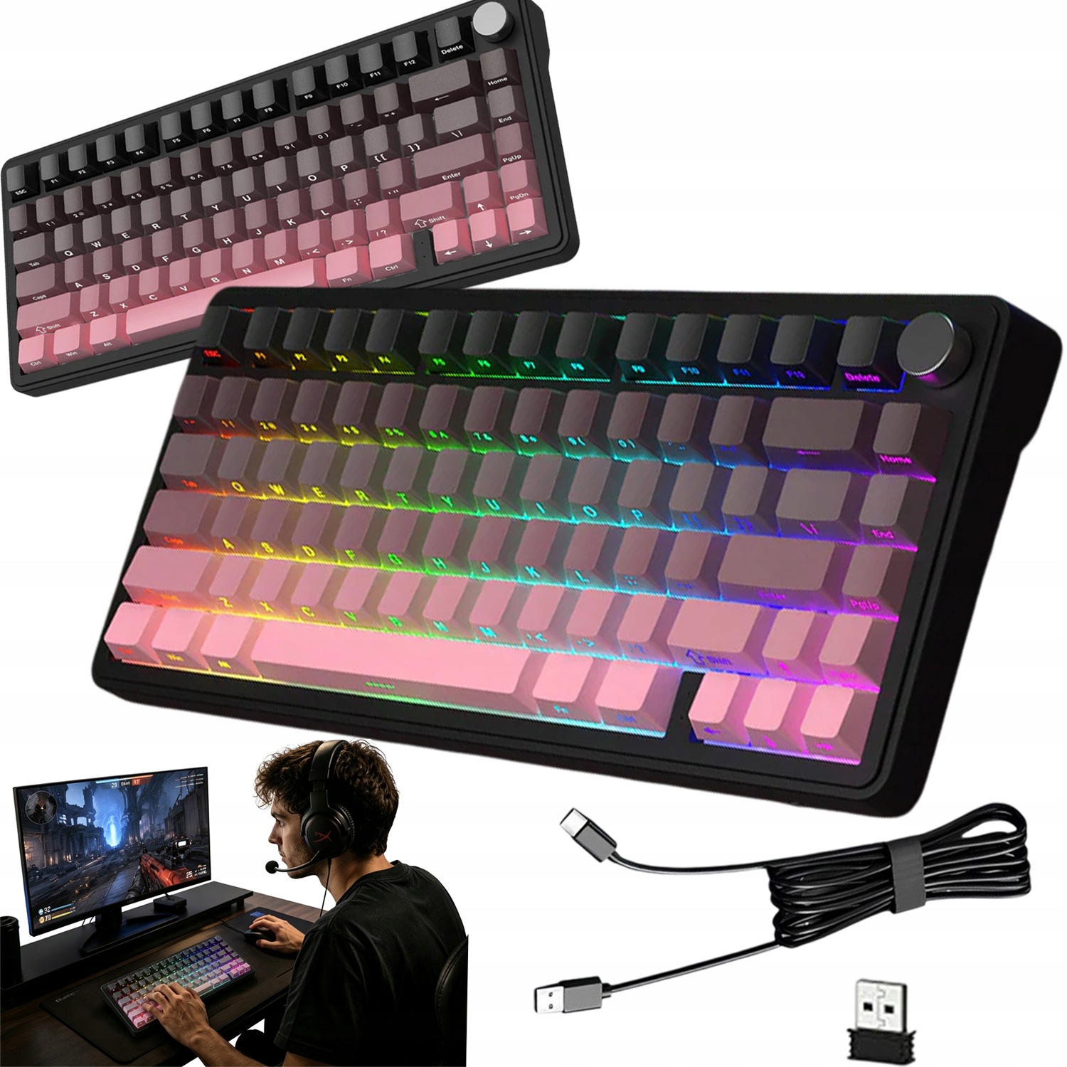 Attack Shark X85 mechaniczna bezprzewodowa klawiatura do gier 75% Bluetooth