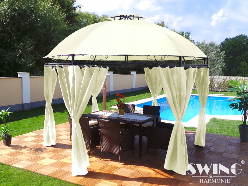 PAWILON OGRODOWY NAMIOT OKRĄGŁY OŚWIETLENIE LED 350 cm KOLOR KREMOWY Kod producenta 5010031