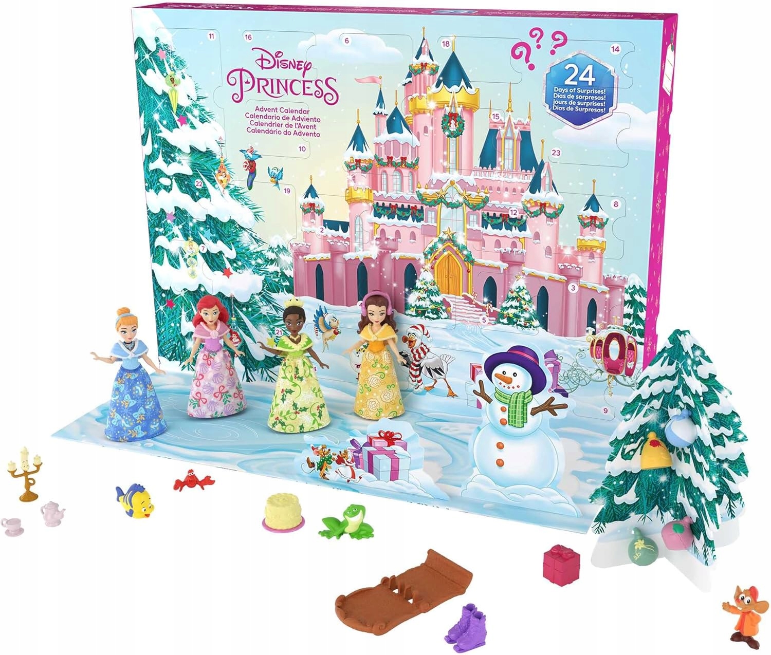 Kalendarz Adwentowy Disney Princess małe lalki, 24 niespodzianki HLX06