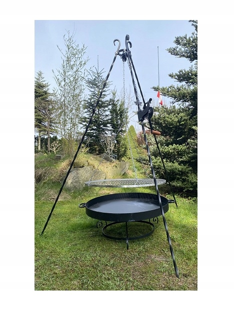 Zahradní gril 180 cm nerezový rošt 70 cm ohniště 70 cm naviják