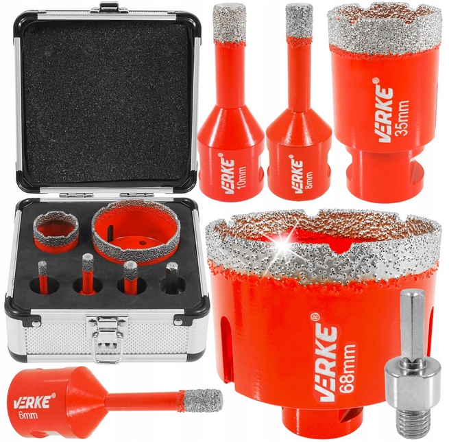 Zestaw Wierteł Diamentowych Koronki Otwornice M14 Gresu Glazury Płytek 6 El