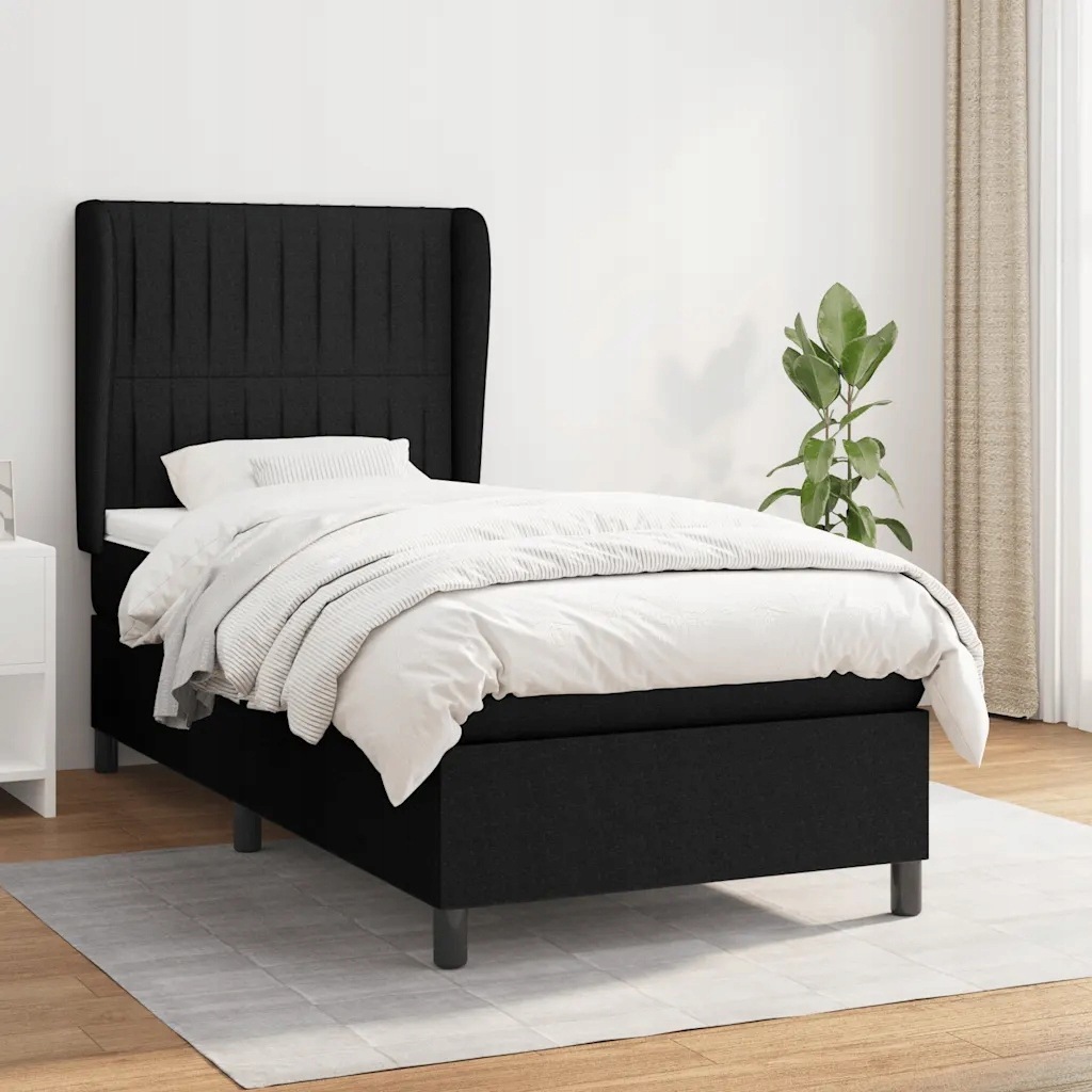 vidaXL Box spring postel s matrací černá 90x190 cm textil