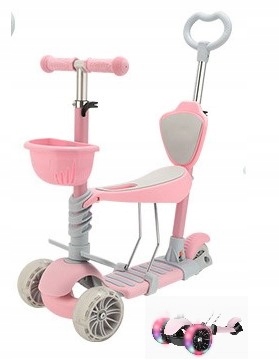САМОКАТ TRÓJKOŁOWA 5in1 LED PINK SCOOTER 2020