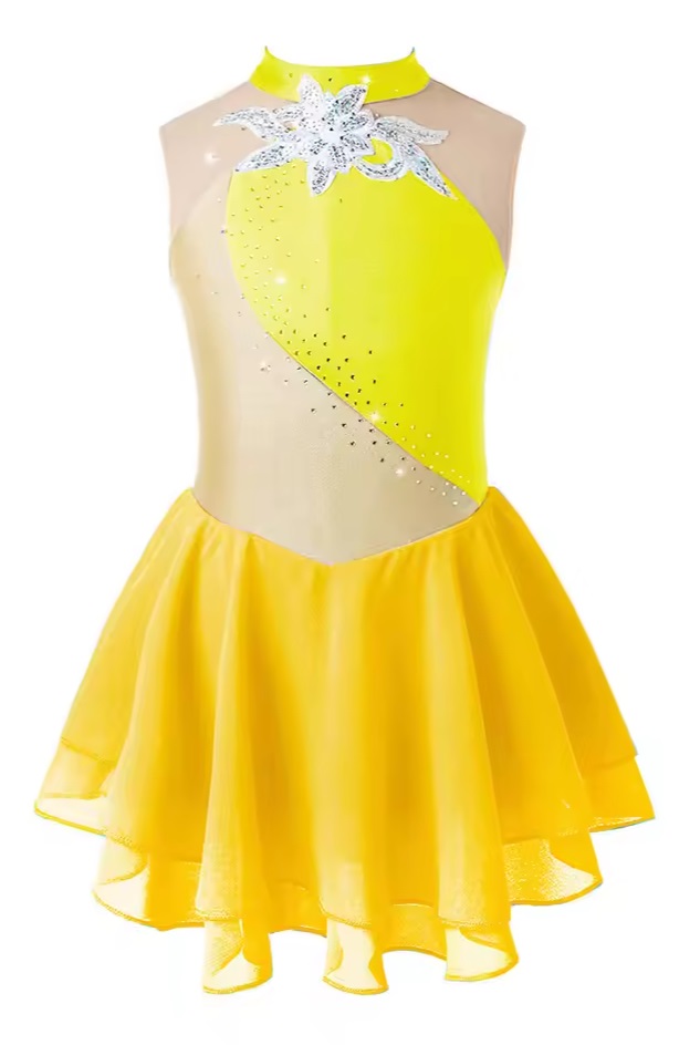 Šaty Body Balet Bruslení Gymnastika Žlutá 158/164