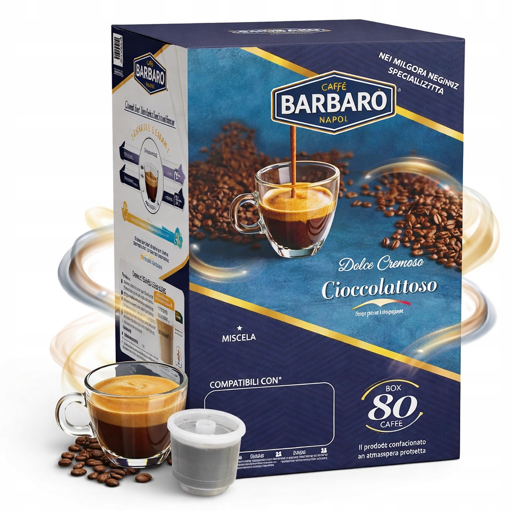 Levně Caffe Barbaro Napoli Dek 80 ks Bezkofeinové kapsle pro Illy Iperespresso