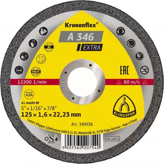 Kotouč na řezání oceli/inoxu 230x1,9x22,23 A346EXTRA Klingspor 25 Ks