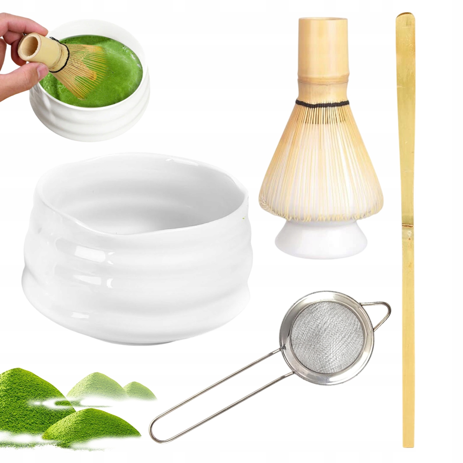 Bambusowy Zestaw Prezentowy Do Herbaty Matchy Chashaku Trzepaczek 5 Szt