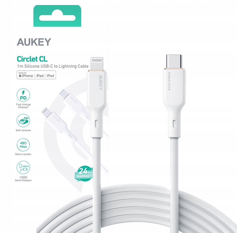 CB-SCL2 White silikonowy kabel Lightning-USB C Usb Power Delivery Usb||||