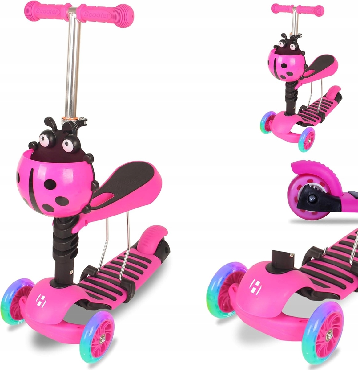 Hulajnoga Dla Dzieci Balansowa Trójkołowa Składana Led Jeździk 3w1