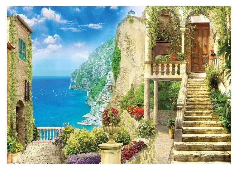 Fototapeta Ulička Grécko More XXL Schody 416x254