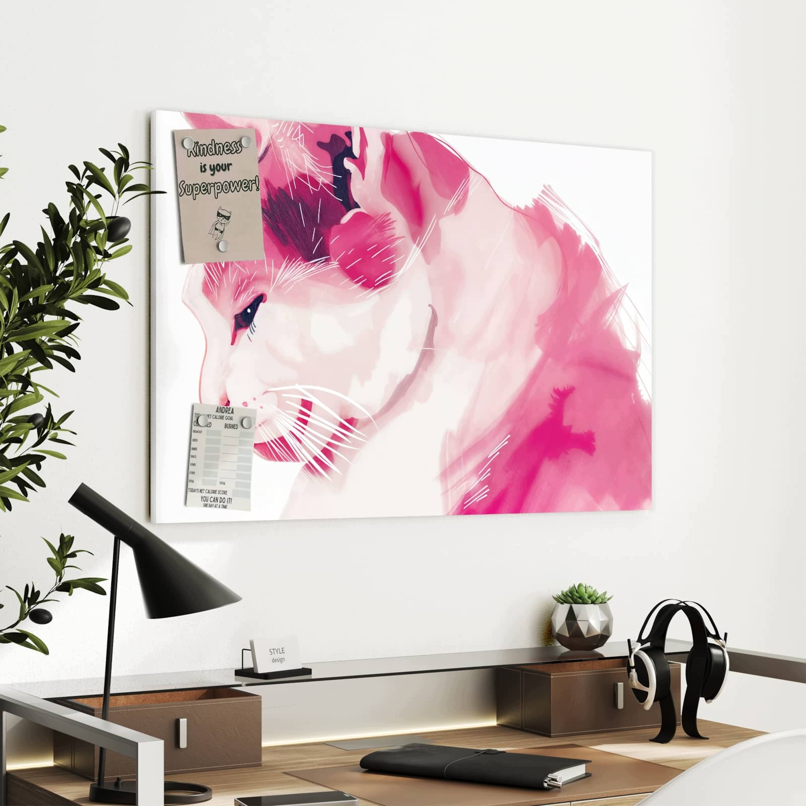 Magnetická tabule Portrét kočky 90 × 60 cm