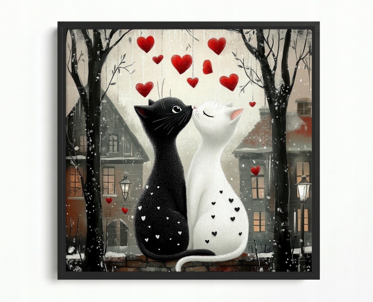 Obraz Rám Americký Box Zamilované Kočky Srdce Láska Valentýn Love 50x50