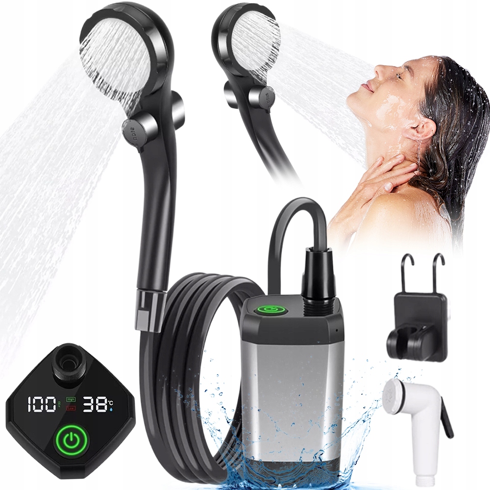 Kempingová sprcha pro procházky a výlety lesů se sáčkem, 3 režimy trysky