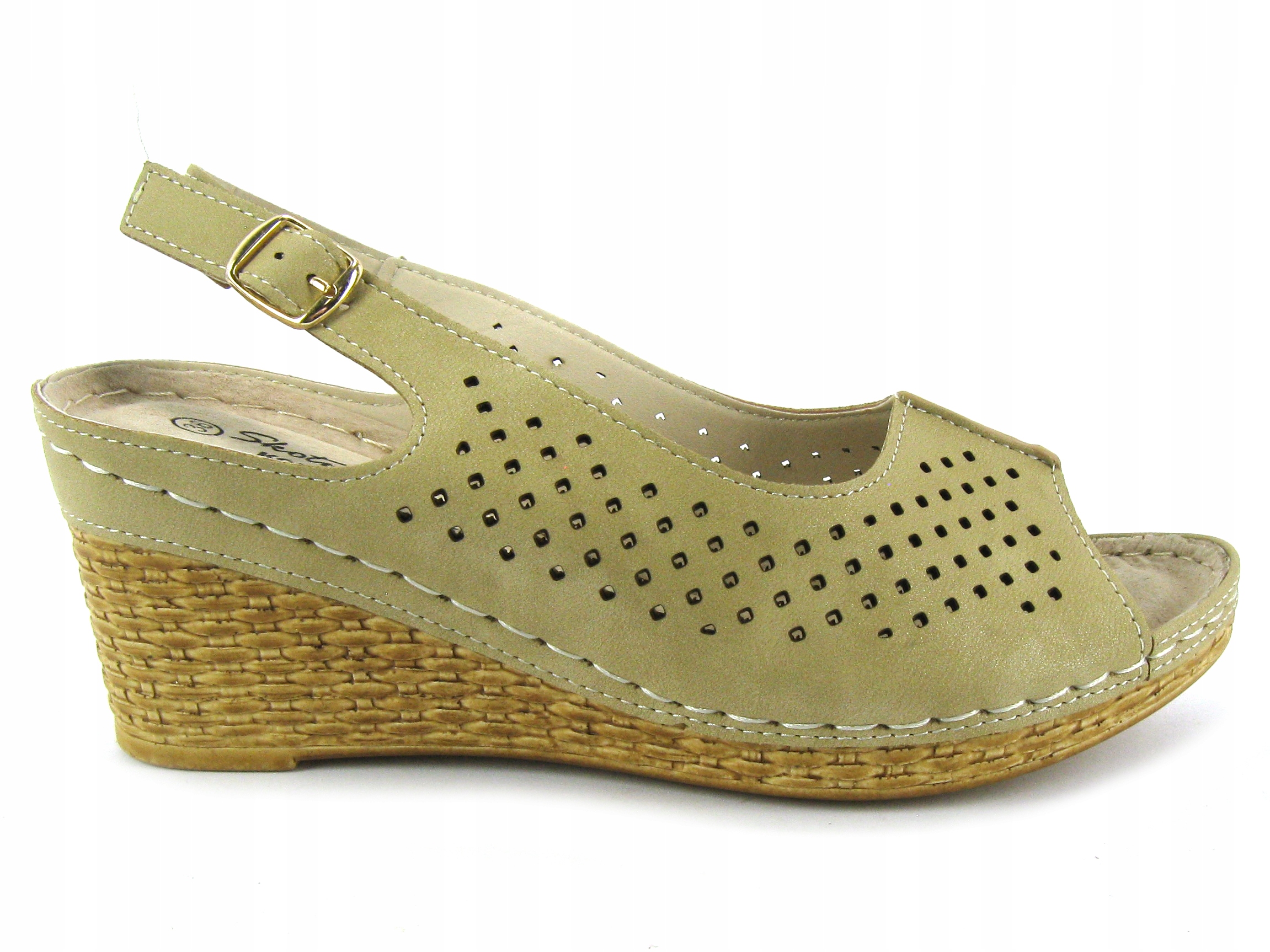 KLAPKI SANDAŁY NA KOTURNIE DAMSKIE 622 CAMEL 36 Marka inna