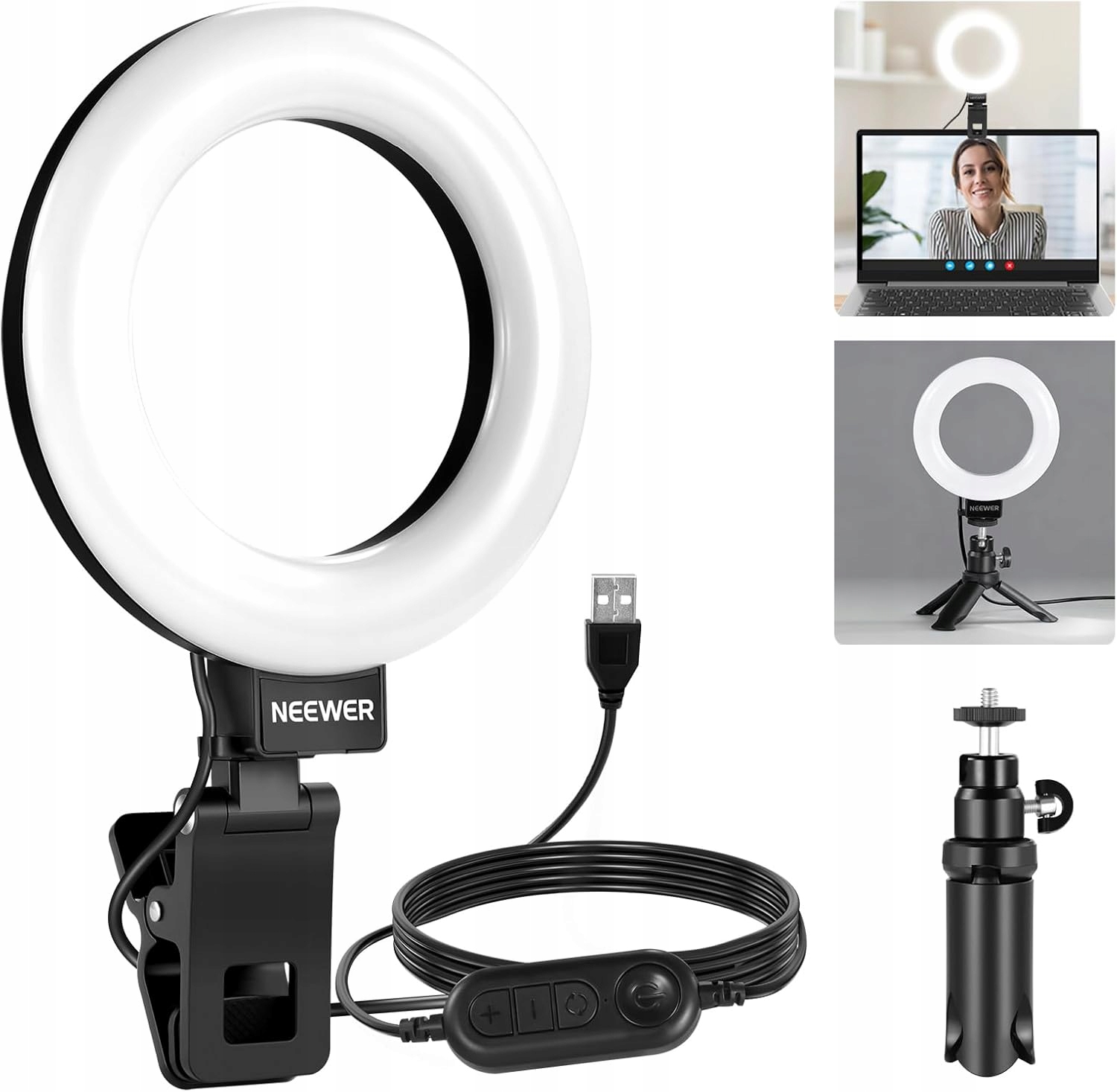 kruhová lampa Led 5" Klip Stolní Stativ Usb