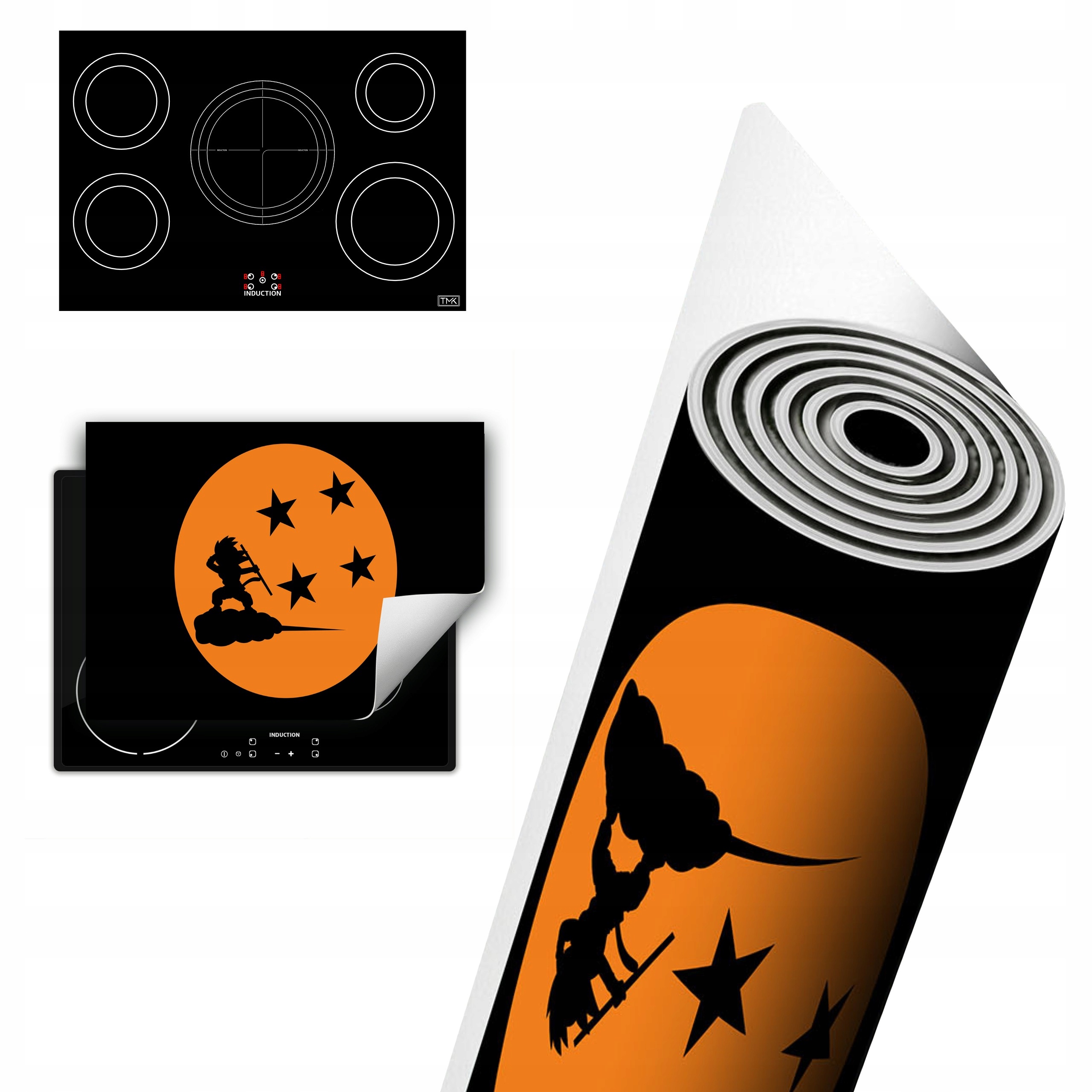 Vinylová Ochrana Na Indukci Deska 80x52 černá Dračí koule