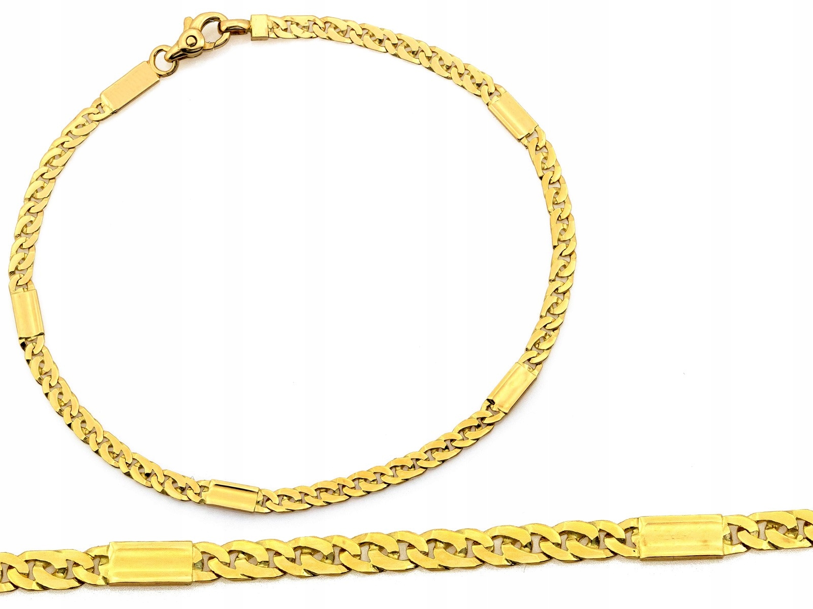 Zlatý náramek řetízek 585 plochý Pancerka na ruku r19 elegantní 2.96 g