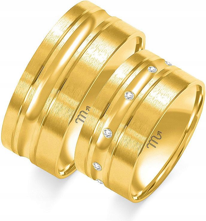 Zlaté prsteny s gravírováním zirkony, rok 585, 29 30 31, exkluzivní kolekce