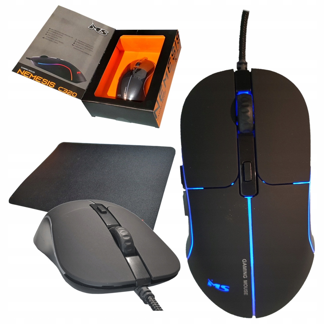Myš Ms Nemesis C320 6400DPI 7P Led Gaming S Podložkou, Silný Opletovací Kabel
