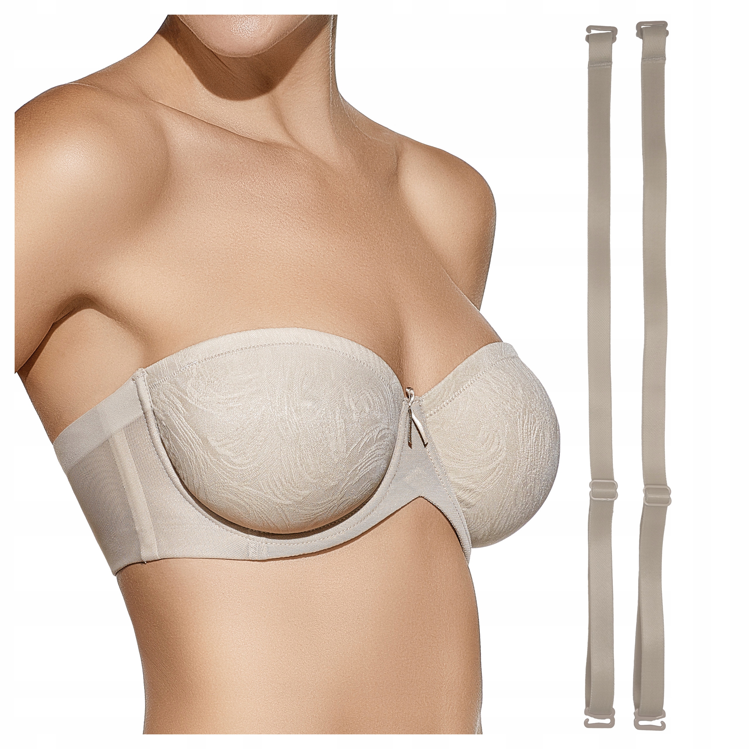 Měkká samodržící podprsenka se silikonem ramínka Sandra Béžová 70C