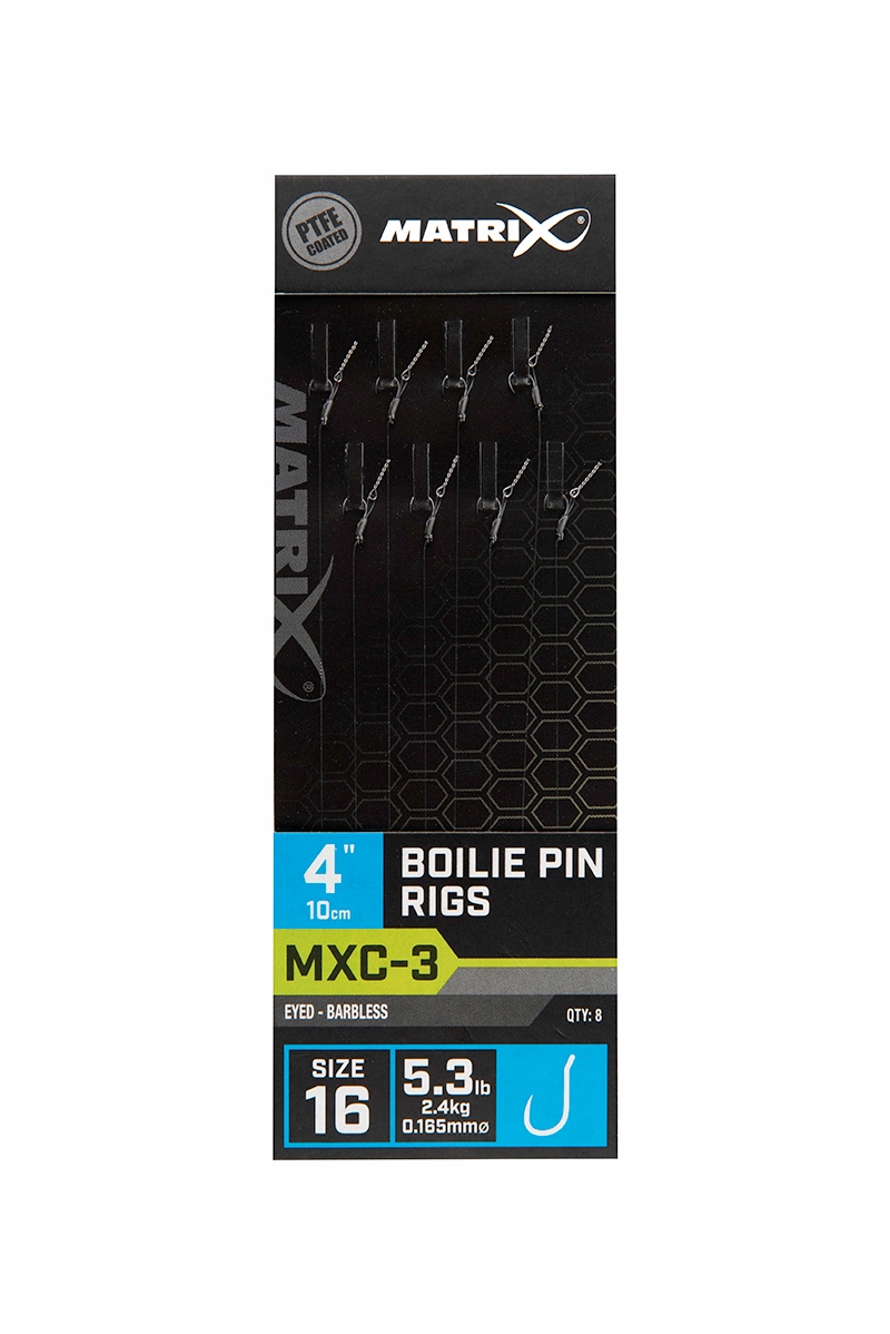 Przypony Matrix MXC-3 Boilie Pin Rigs Bagnet 10cm 8 szt. 0,16mm 16