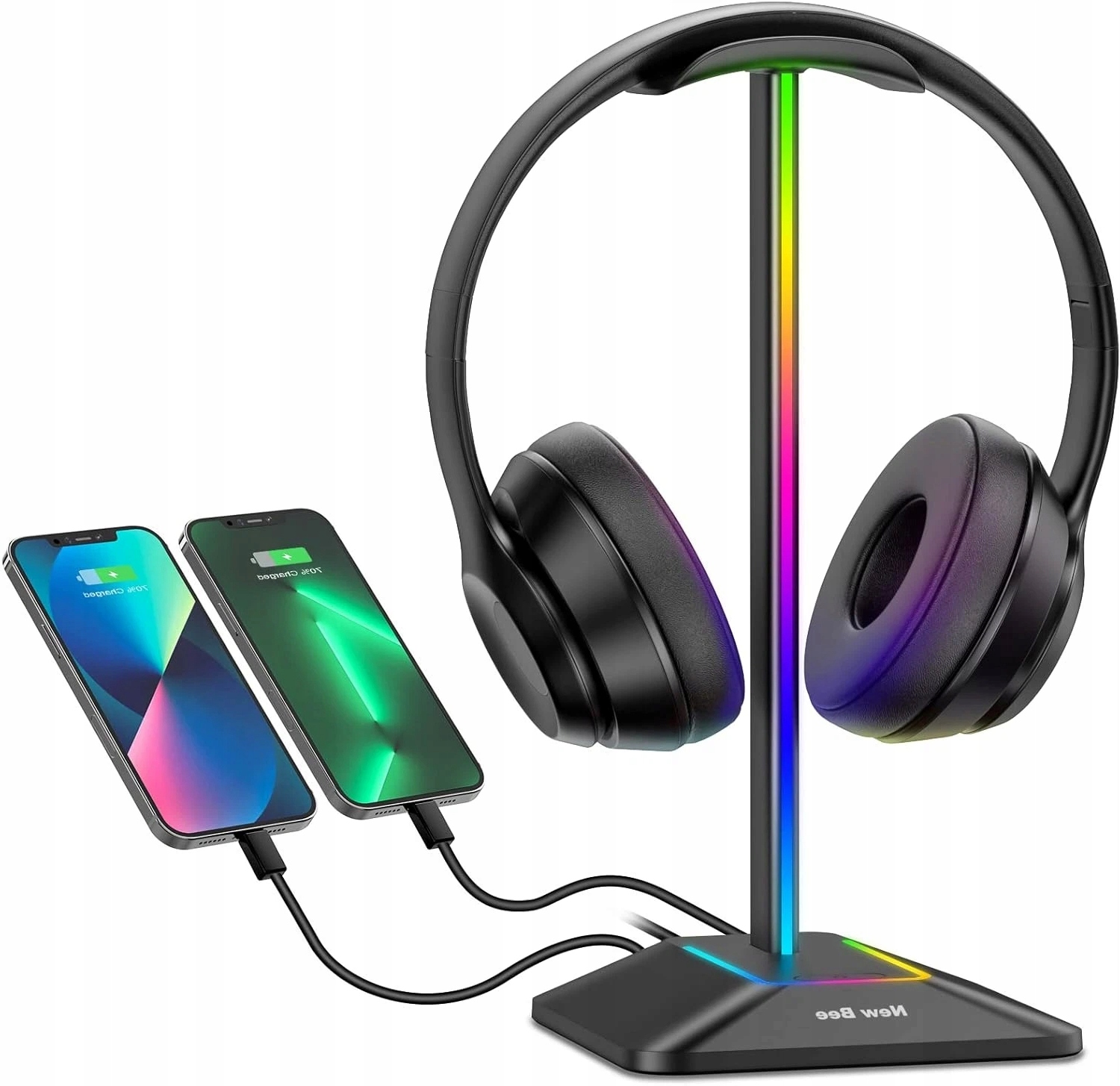 Rgb Led Sluchátkový Stojan Pro Sluchátka, Prémiový Design, Kovový Stůl