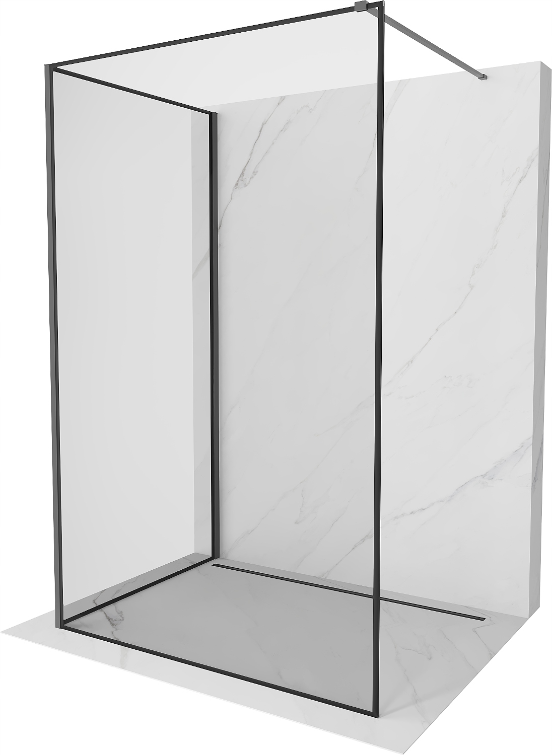 Mexen Kioto Walk-in sprchová stěna 90x80 cm, černý rám, gun metal
