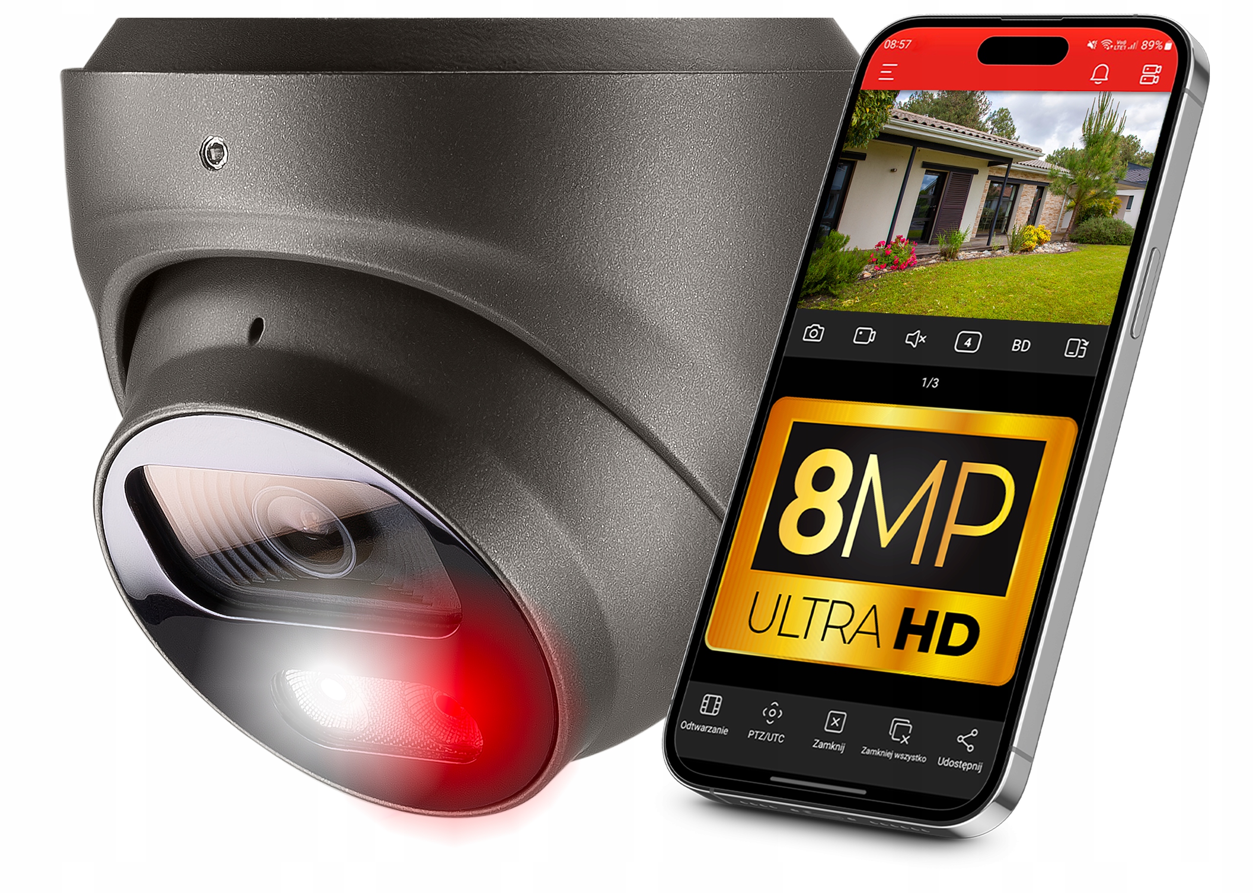 Ip kamera pro monitorování PoE 8MPx 4K Ultra Hd Šedá 2.8 mm Audio, IP67