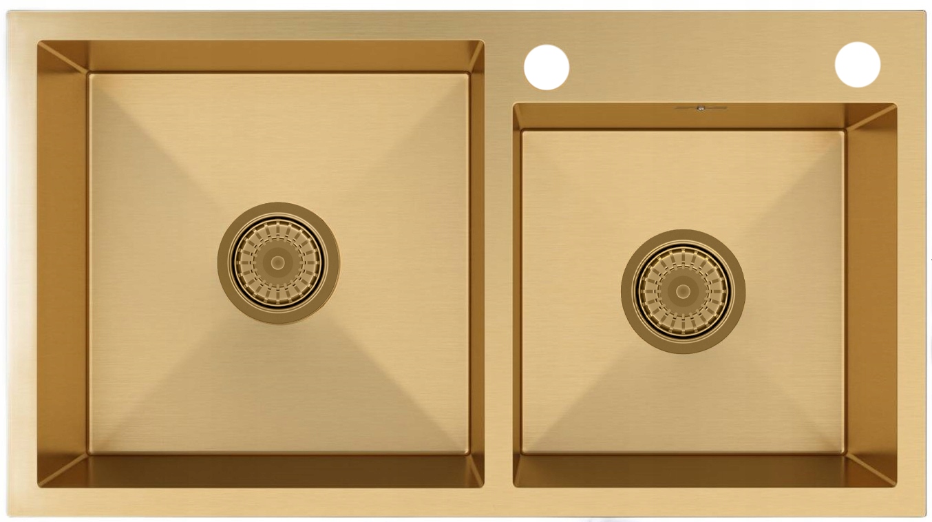 Oceľový Drez 2 Komory BARI784 Zlatý Dávkovač Odkvapkávača Sifón