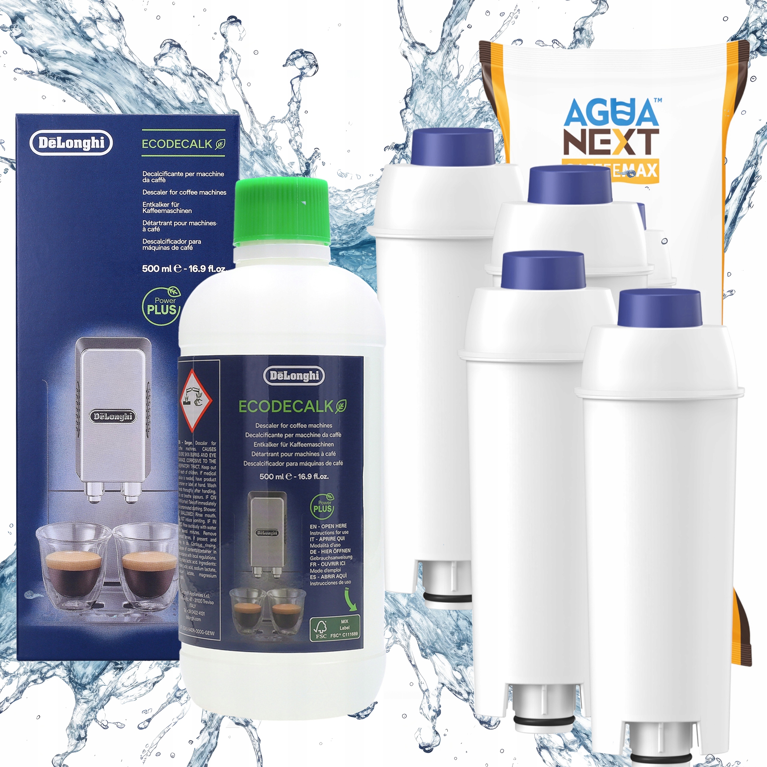 Odkamieniacz Delonghi Agua Next filtr do wody do ekspres Delonghi 4 szt