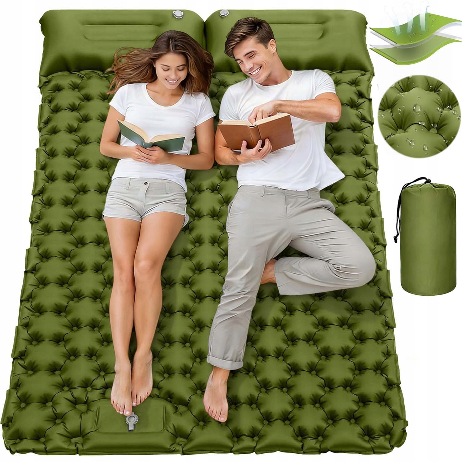 Matrace Samonafukovací Dvojitá Turistická Ultralehká Vestavěná Pumpa